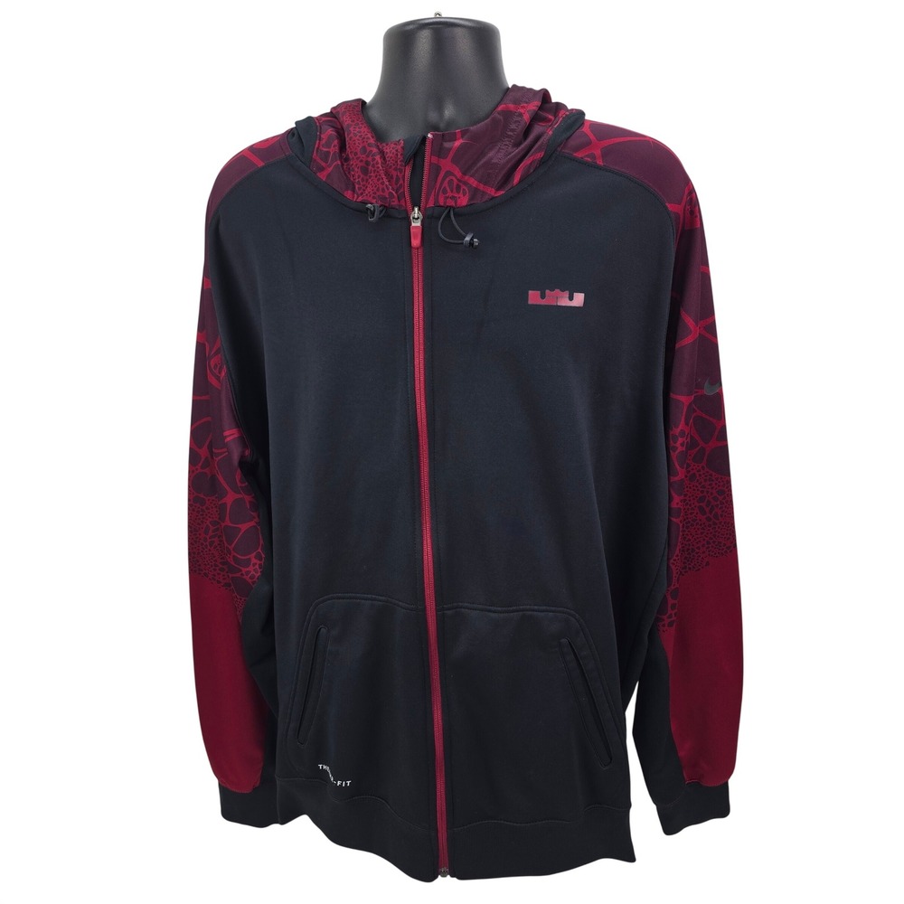 Nike LeBron James Men's 3XL Black Therma-FIT Full-Zip Basketball Hoodie Jacket